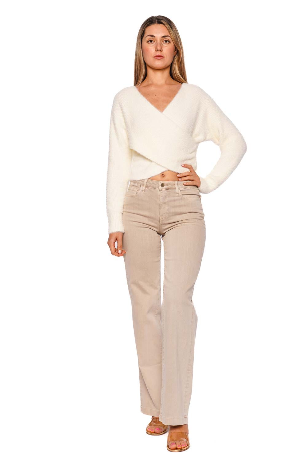 L'AGENCE Antonella Ivory Surplus Knit Long Sleeve Pullover