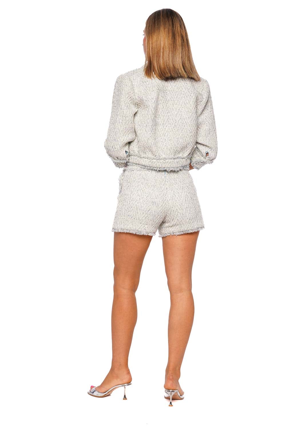 L'AGENCE Ashley Chevron Fringe Tailored Short