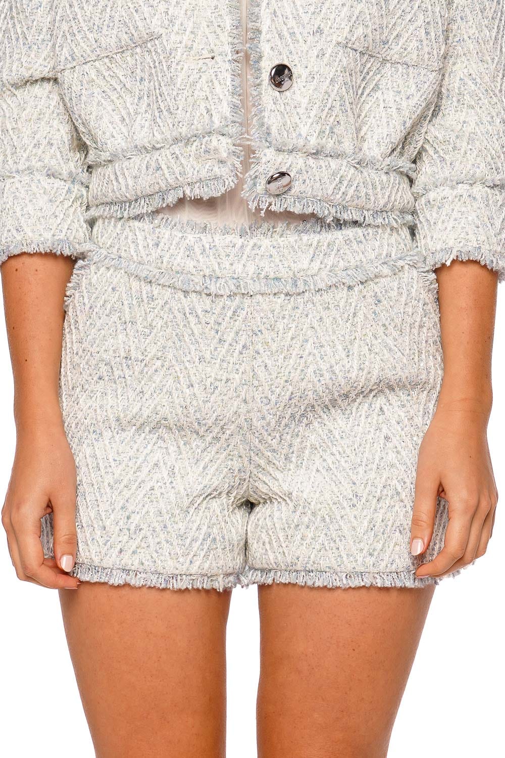 L'AGENCE Ashley Chevron Fringe Tailored Short