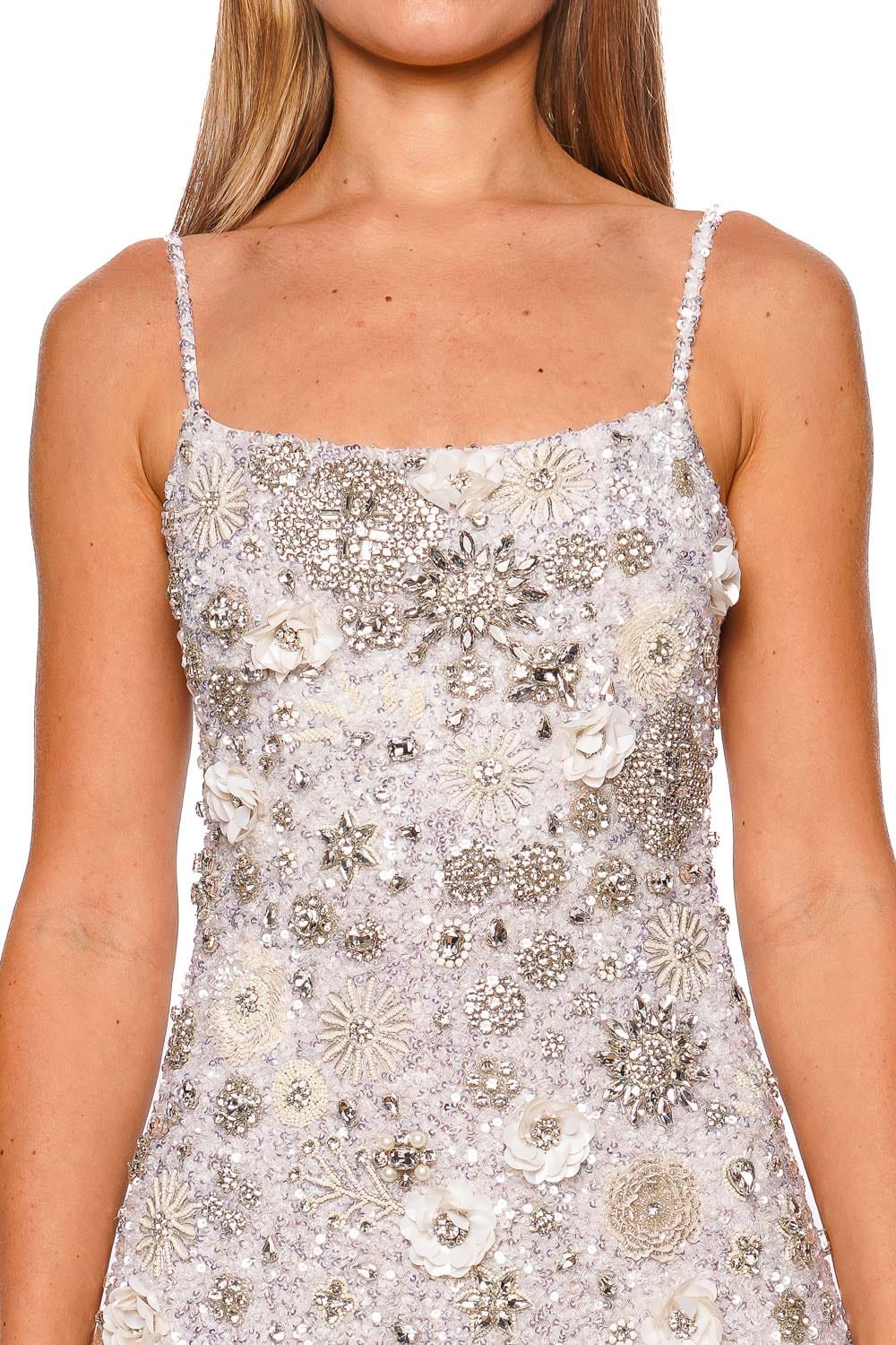 Rachel Gilbert Francesca Ivory Floral Embroidered Mini Dress