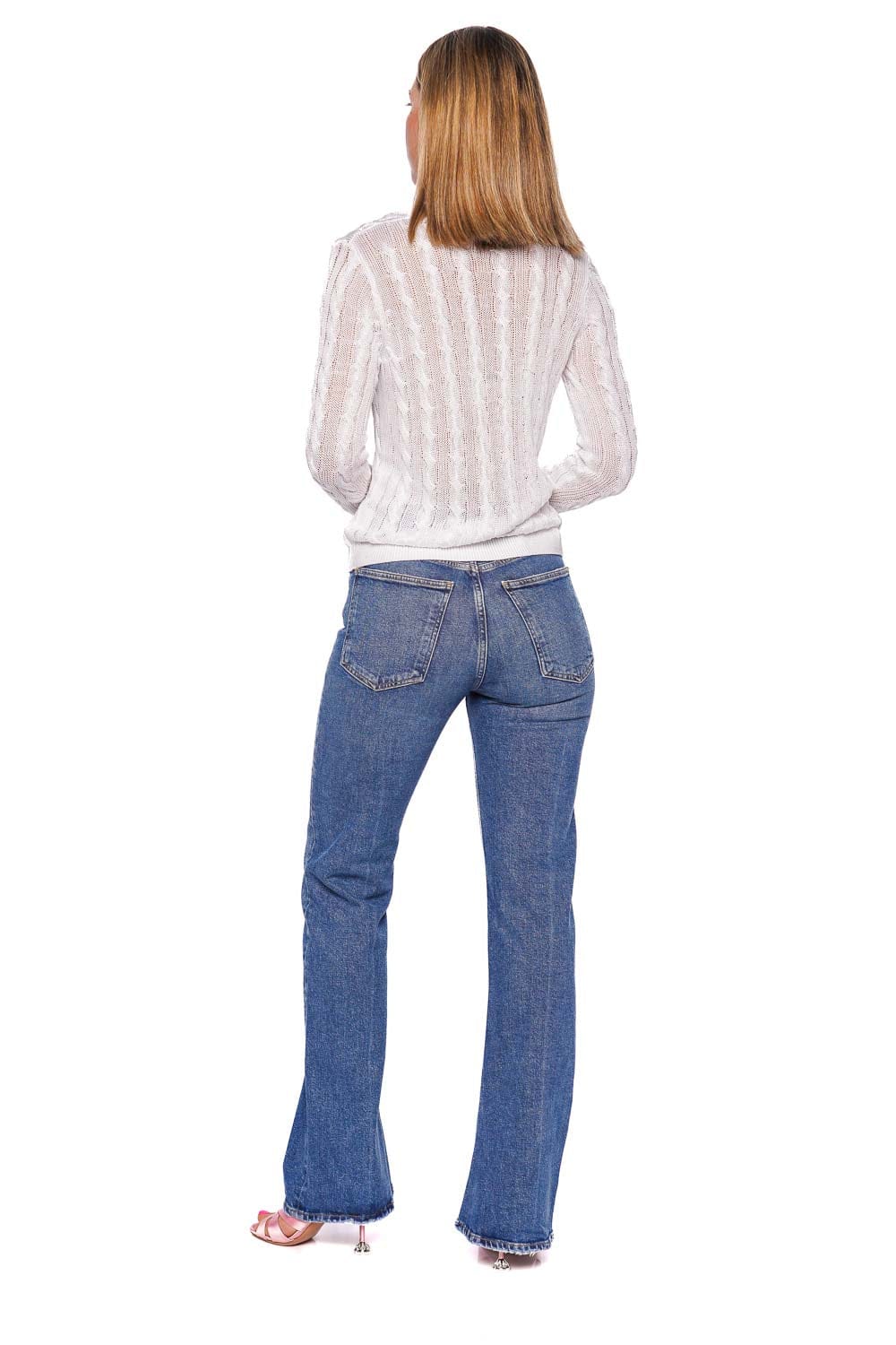 L'AGENCE Preston V Neck Cable Knit Pullover