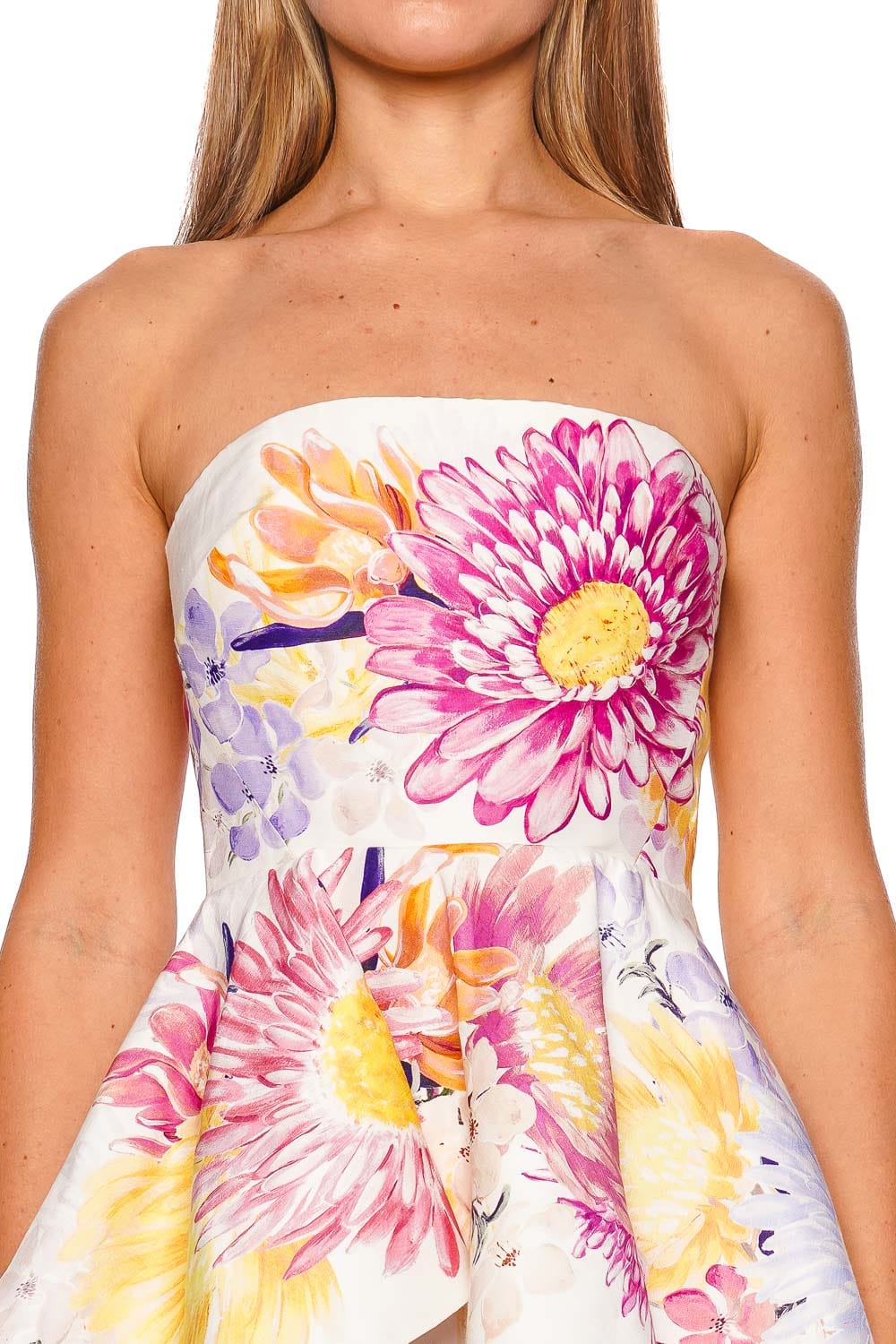 Aje. Lydia Native Floral Strapless Mini Dress