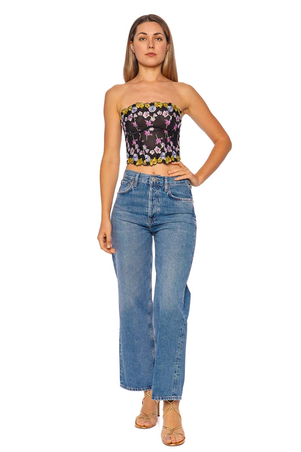 Fleur Du Mal Eden Floral Embroidered Corset Top