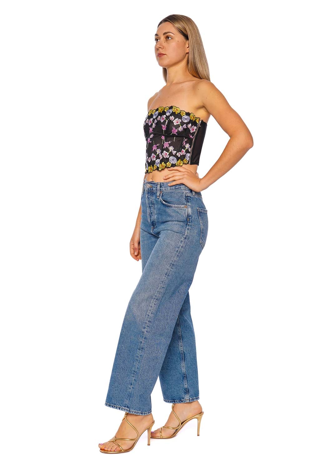 Fleur Du Mal Eden Floral Embroidered Corset Top