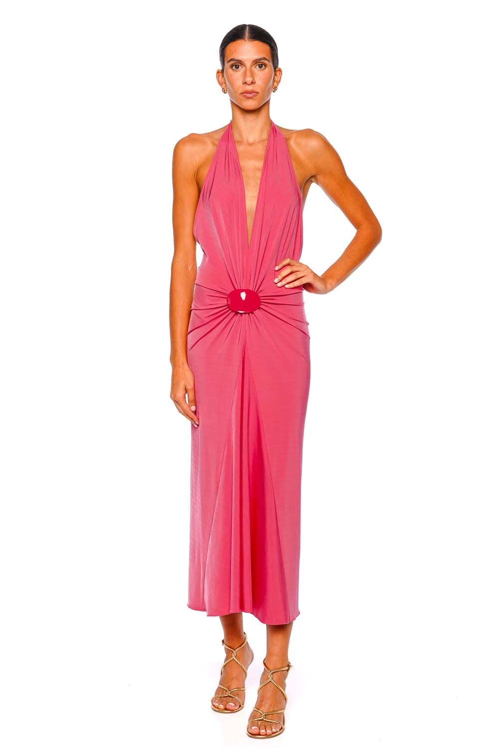 Silvia Tcherassi Veracruz Gathered Halter Jersey Midi Dress