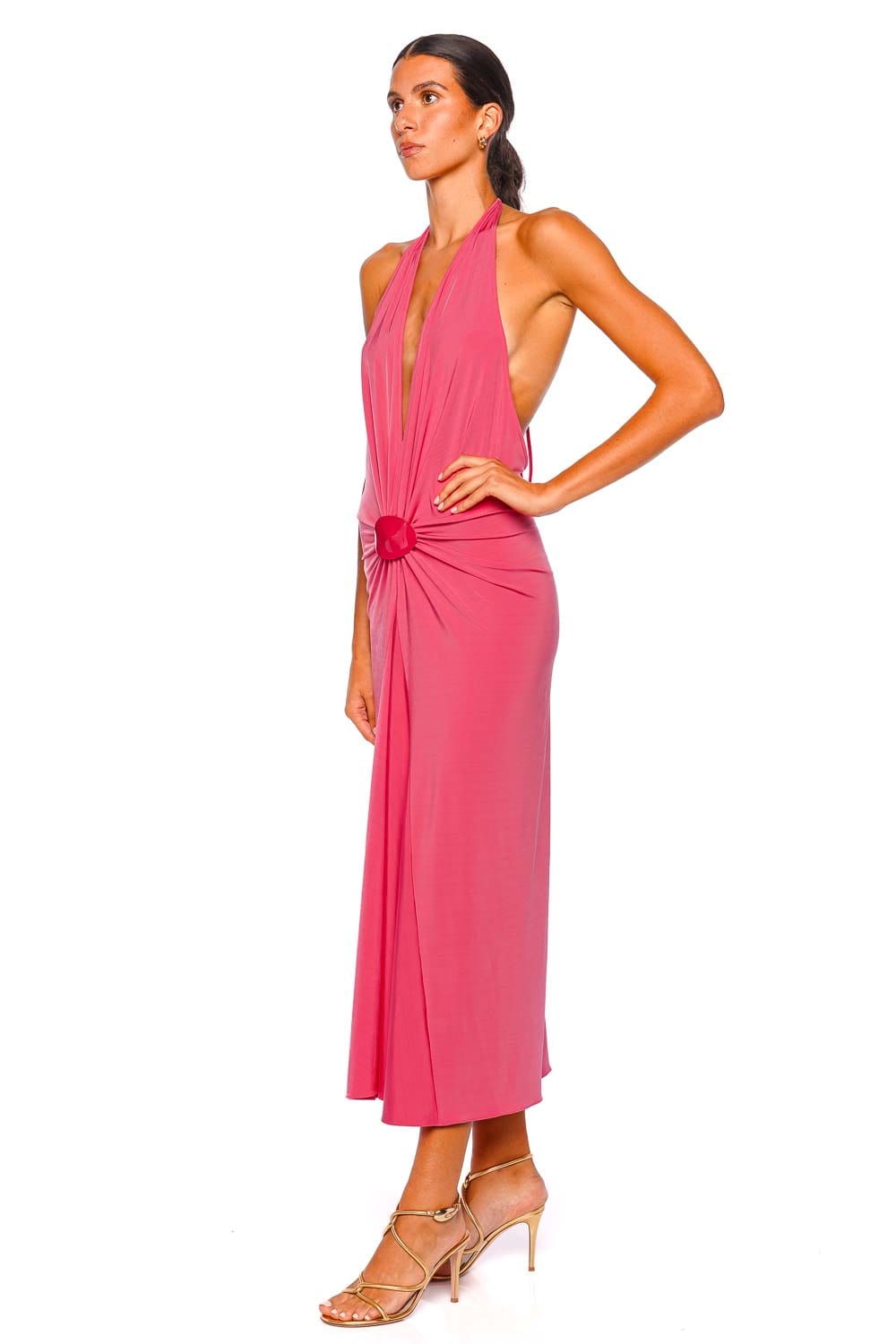 Silvia Tcherassi Veracruz Gathered Halter Jersey Midi Dress