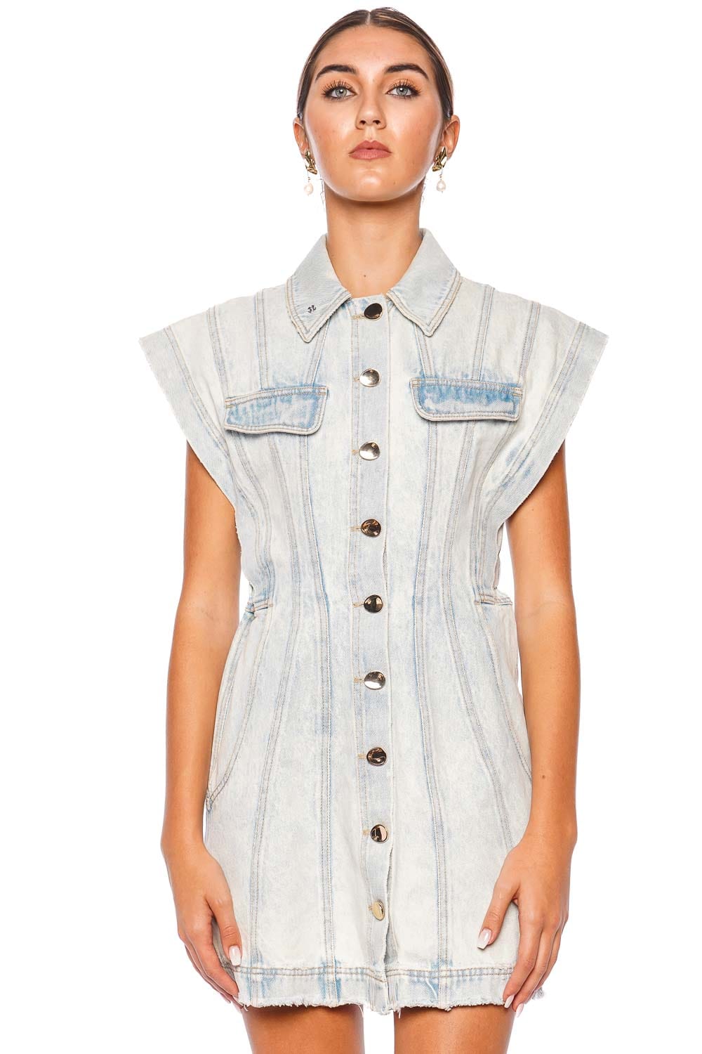 Acler Eagleton Ice Blue Denim Mini Dress