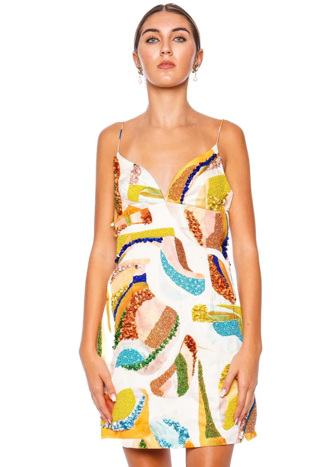 Acler Essex Cubist Canyon Embellished Mini Dress