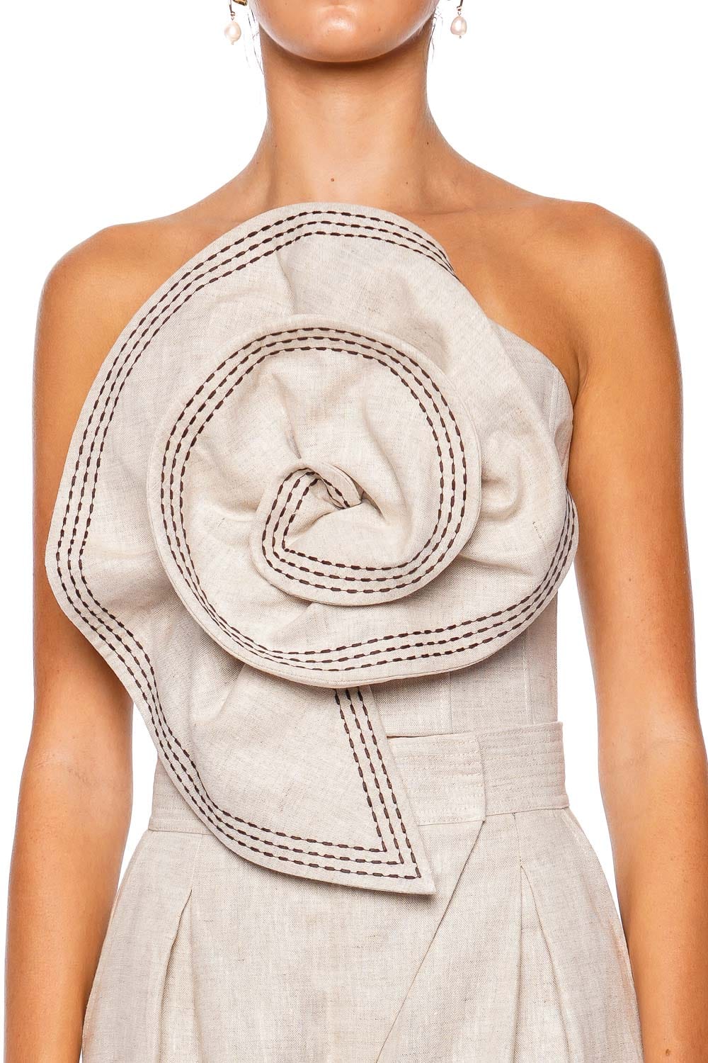 Andres Otalora Fossiles Embroidered Linen Crop Top