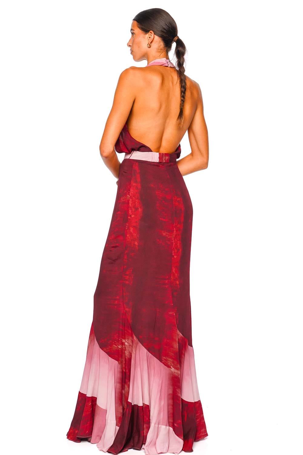 Silvia Tcherassi Raisa Degraded Red Halter Maxi Dress