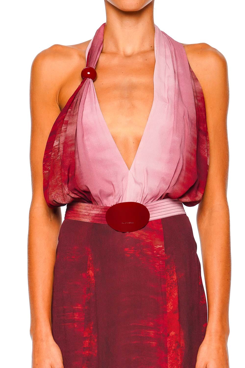 Silvia Tcherassi Raisa Degraded Red Halter Maxi Dress