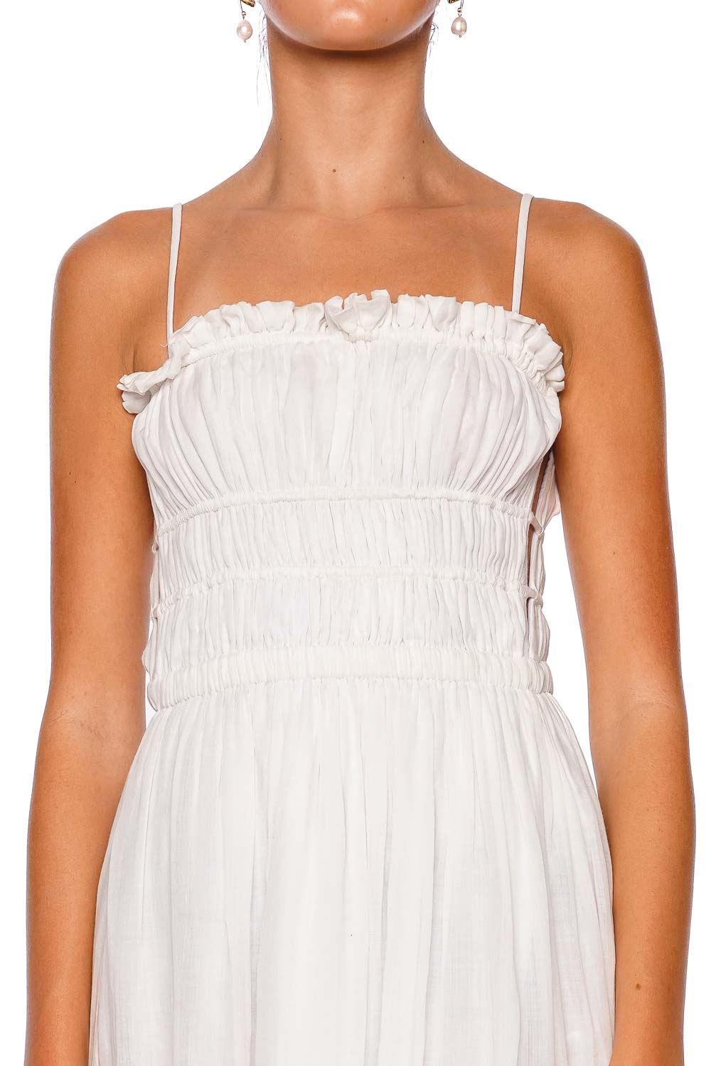 Andres Otalora Un Romance Gathered Linen Midi Dress