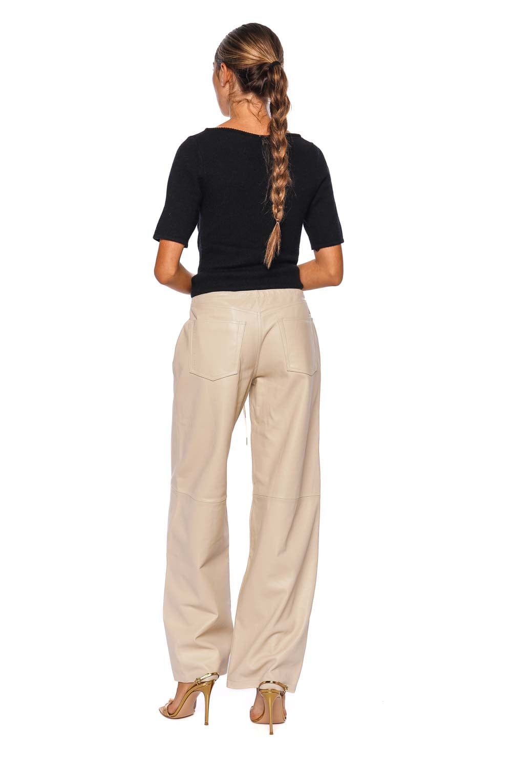 Still Here Cool Beige Leather Low Rise Jean