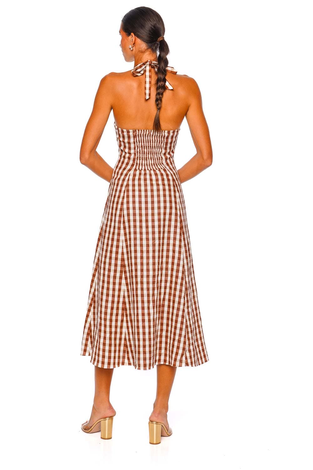 Faithfull The Brand Marais Gingham Cedar Halter Midi Dress