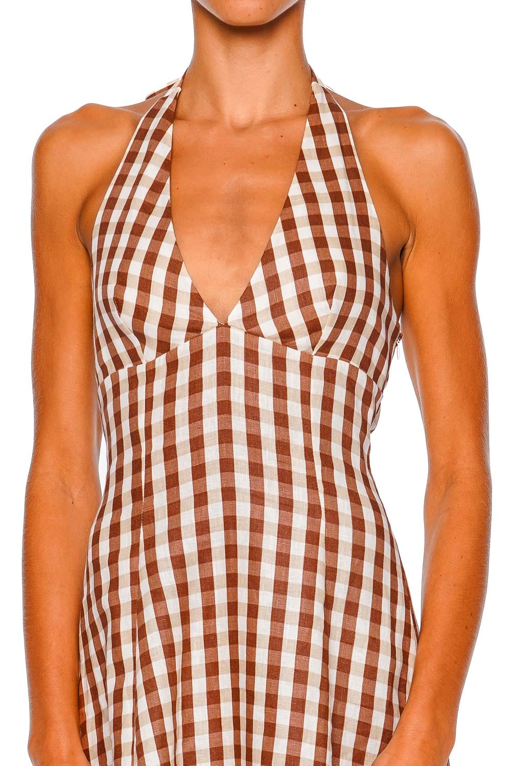 Faithfull The Brand Marais Gingham Cedar Halter Midi Dress