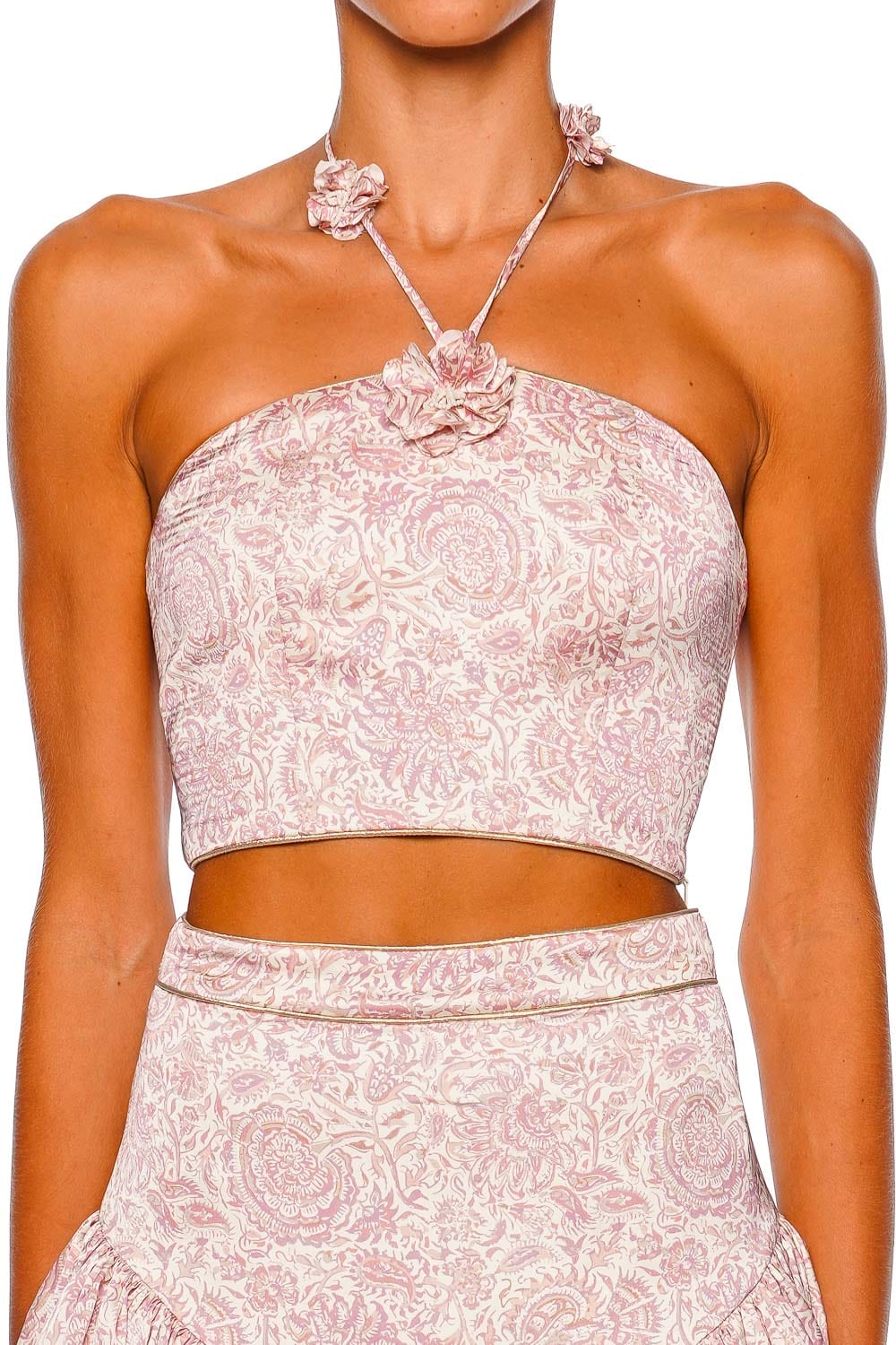 Hava Floral Halter Bustier Cropped Top