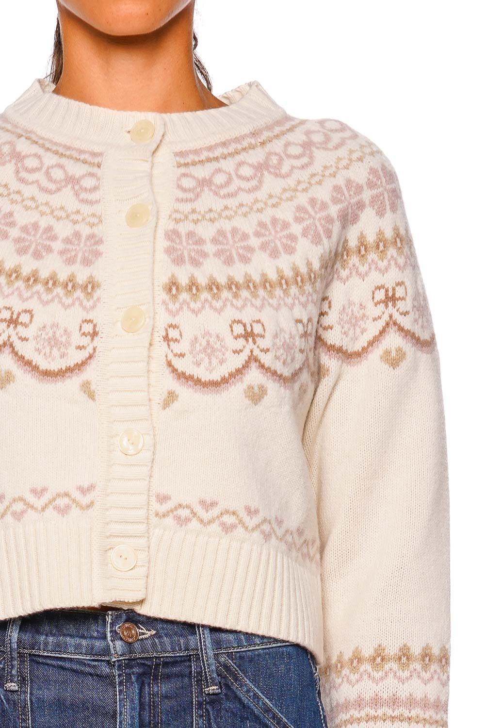 LoveShackFancy Shantae Pink Champagne Long Sleeve Cardigan