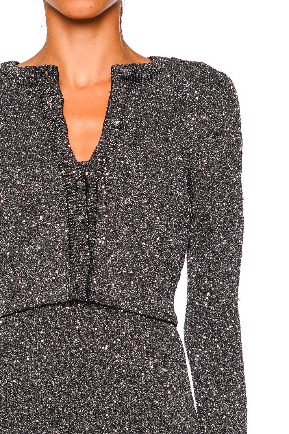 LoveShackFancy Ferra Black Long Sleeve Mini Cardigan Dress