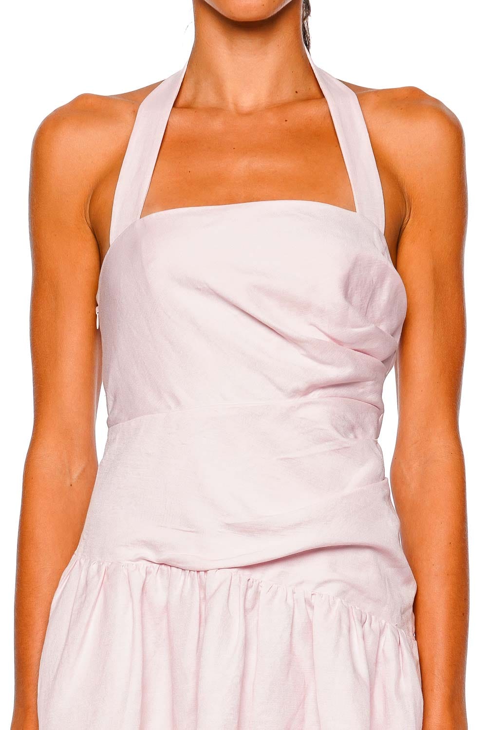 Shona Joy Sakura Pink Halter Draped Mini Dress