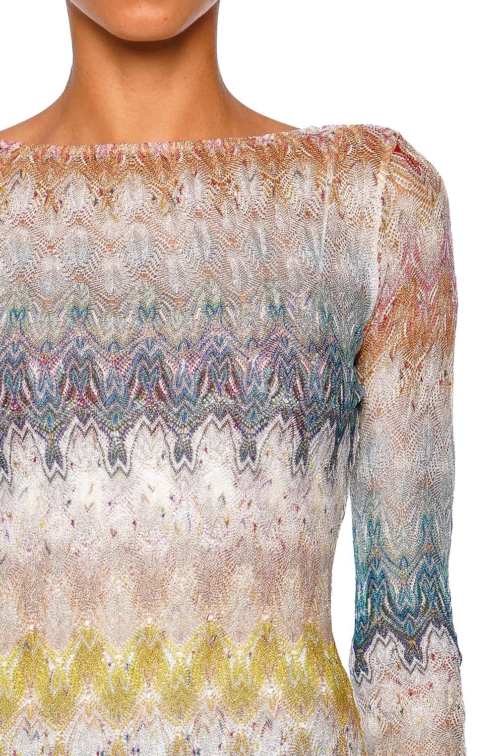 MISSONI Long Sleeve Long Multicolor Open Back Cover Up