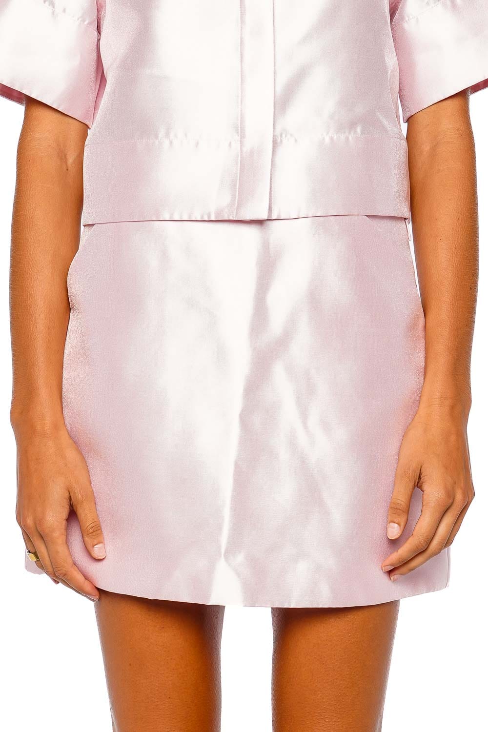 SIMKHAI Louise Blush Satin Mini Skirt