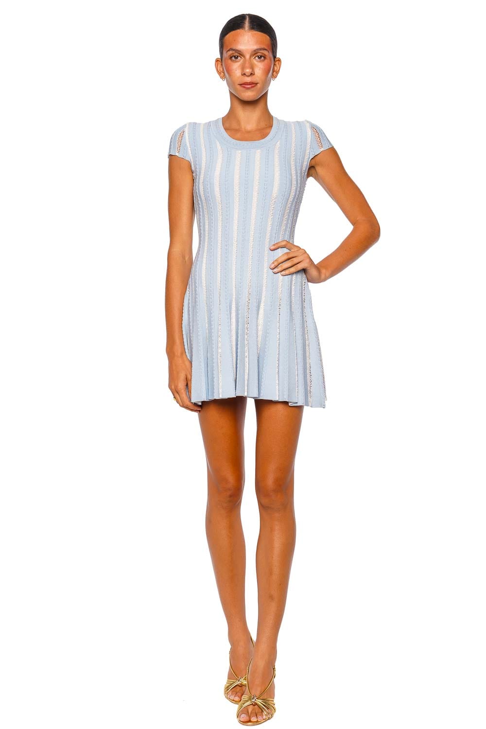 SIMKHAI Triana Bluebell Ivory Cap Sleeve Mini Dress