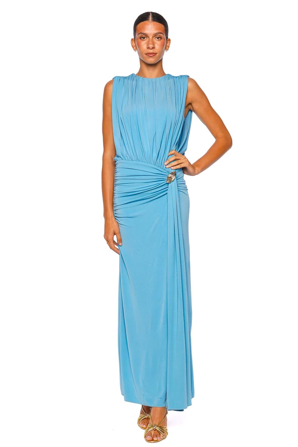 SIMKHAI Mireya Iris Sleeveless Ruched Maxi Dress