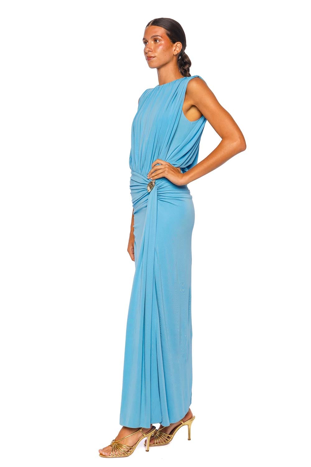 SIMKHAI Mireya Iris Sleeveless Ruched Maxi Dress