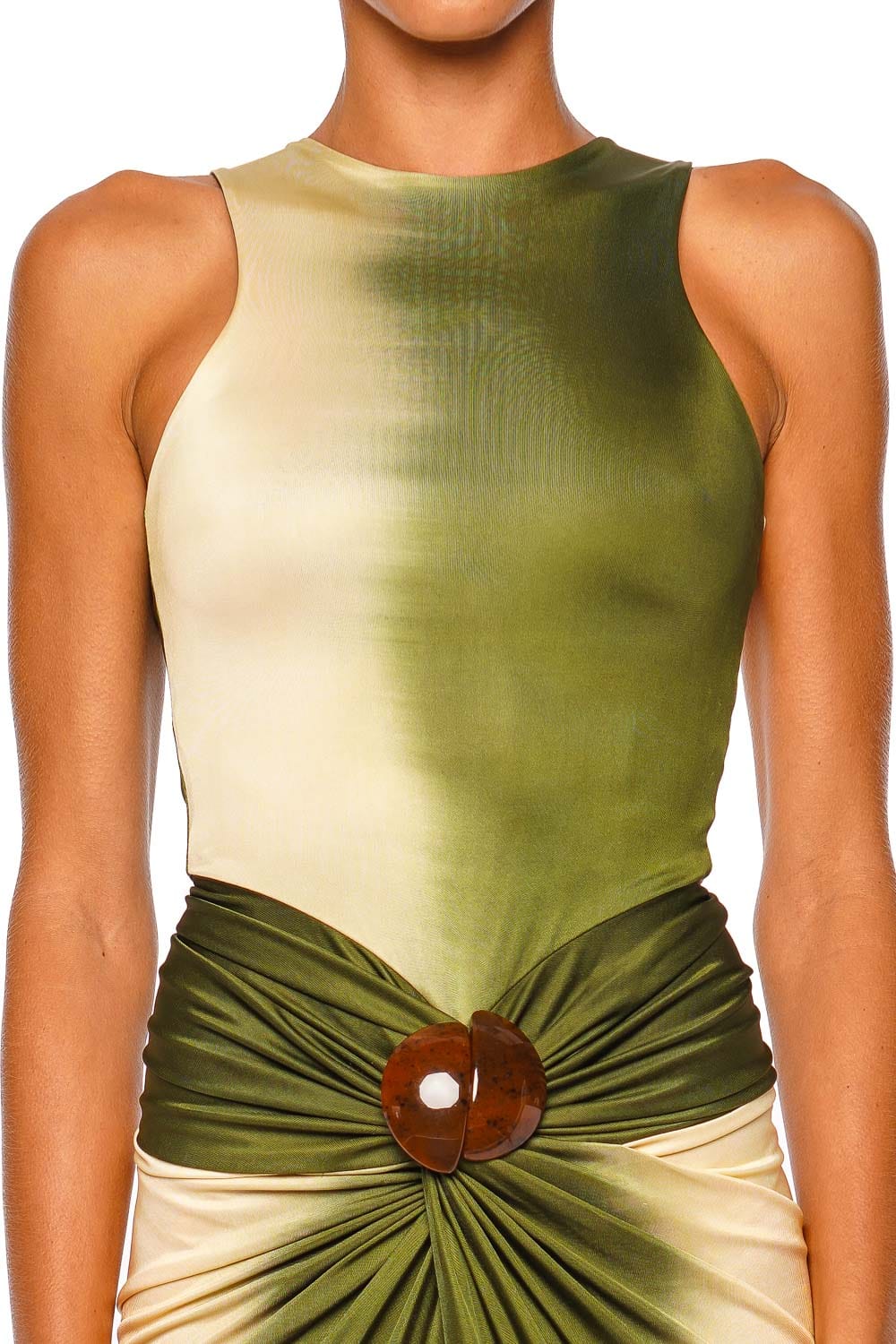 Leni Green Mirage Gathered Jersey Maxi Dress