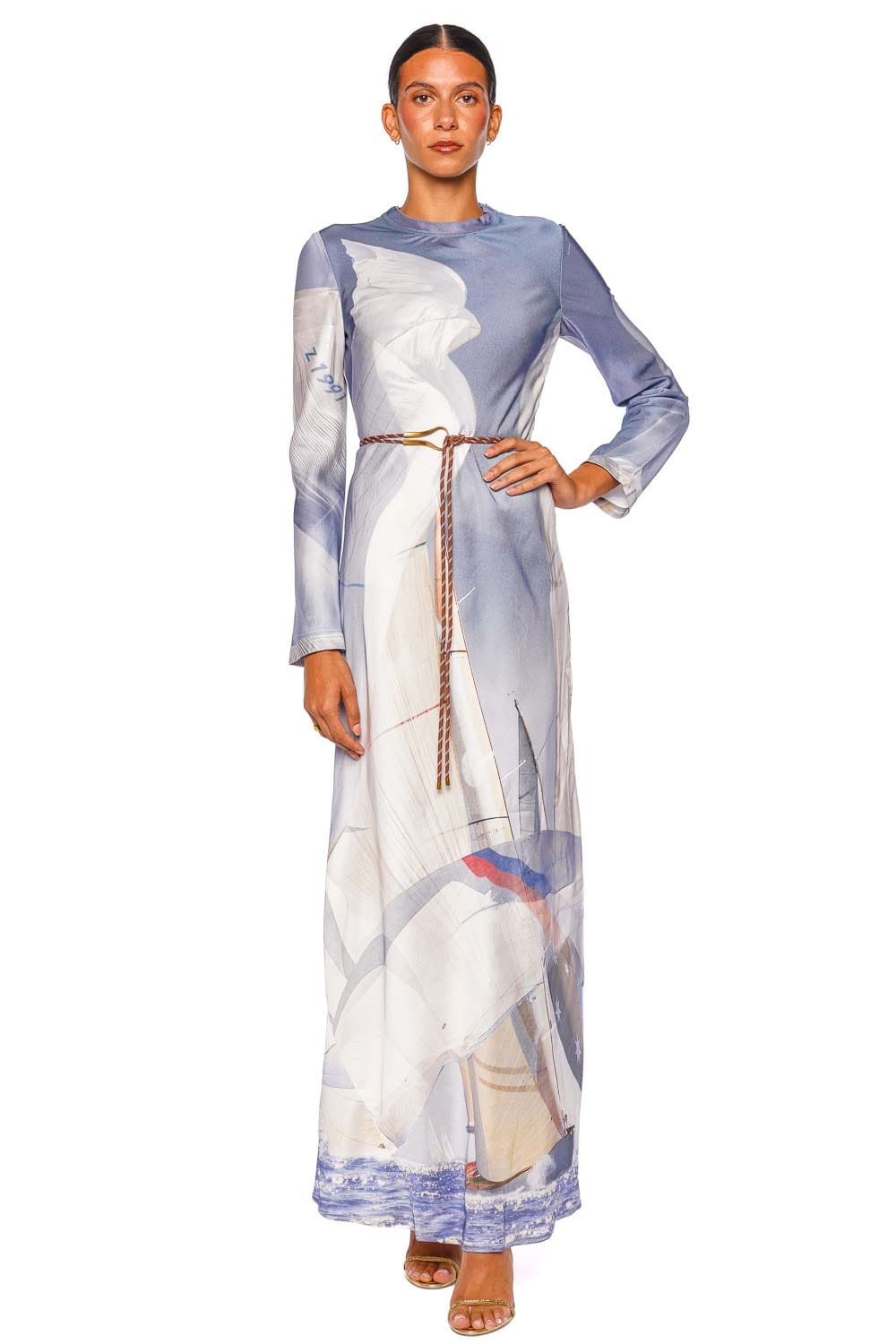 ZIMMERMANN Clash Sail Long Sleeve Sheath Maxi Dress