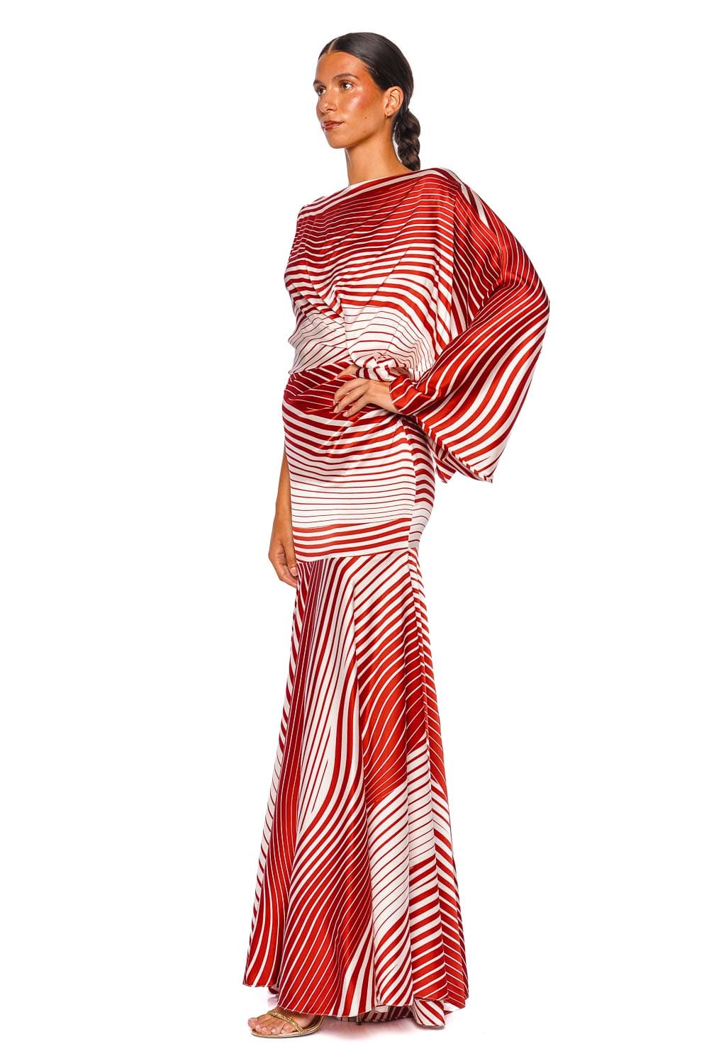 Noy Asymmetrical Stretch Silk Maxi Dress