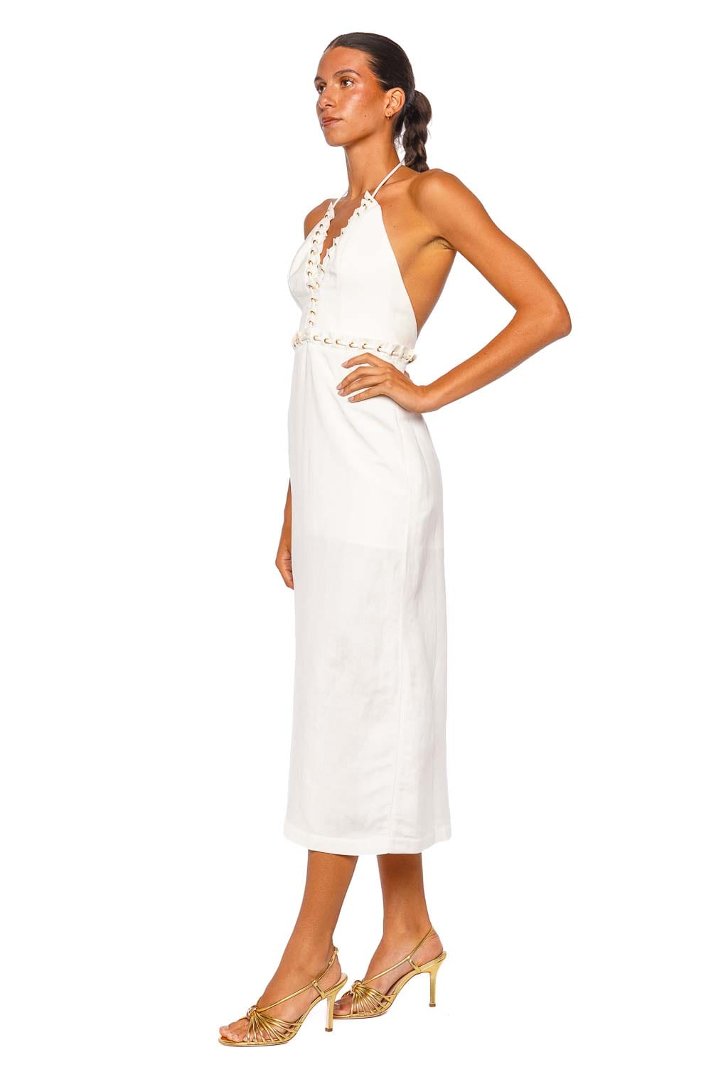 ViX Swimwear Alba Off White Halter Midi Dress