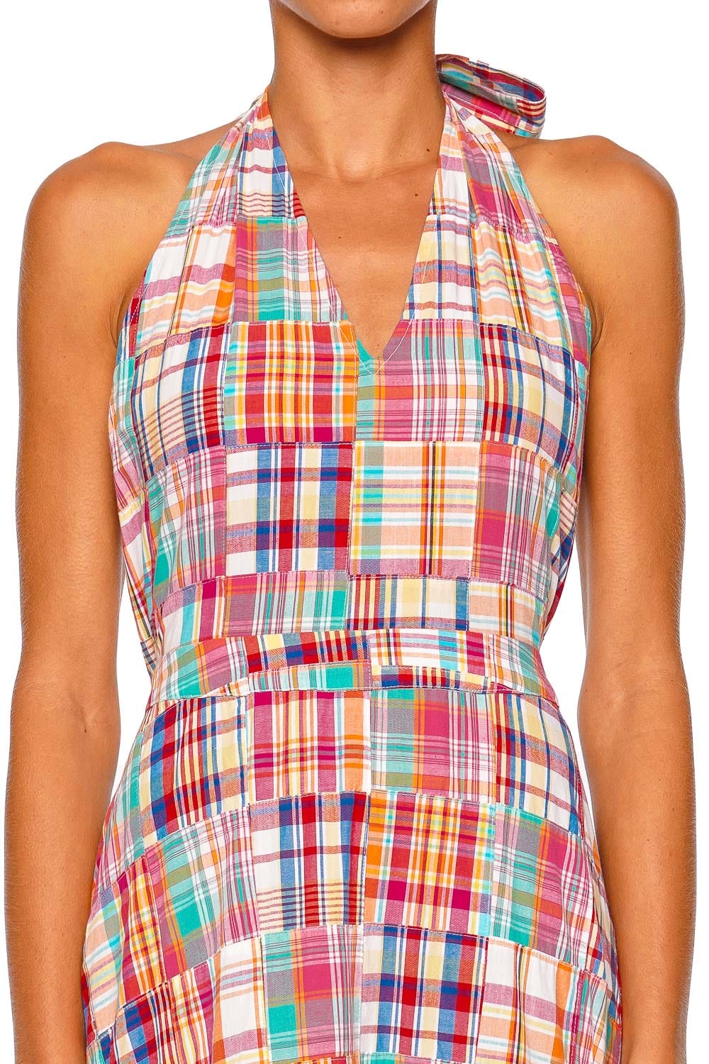Coniglio Palm Beach Victorian Madras Red Halter Maxi Dress