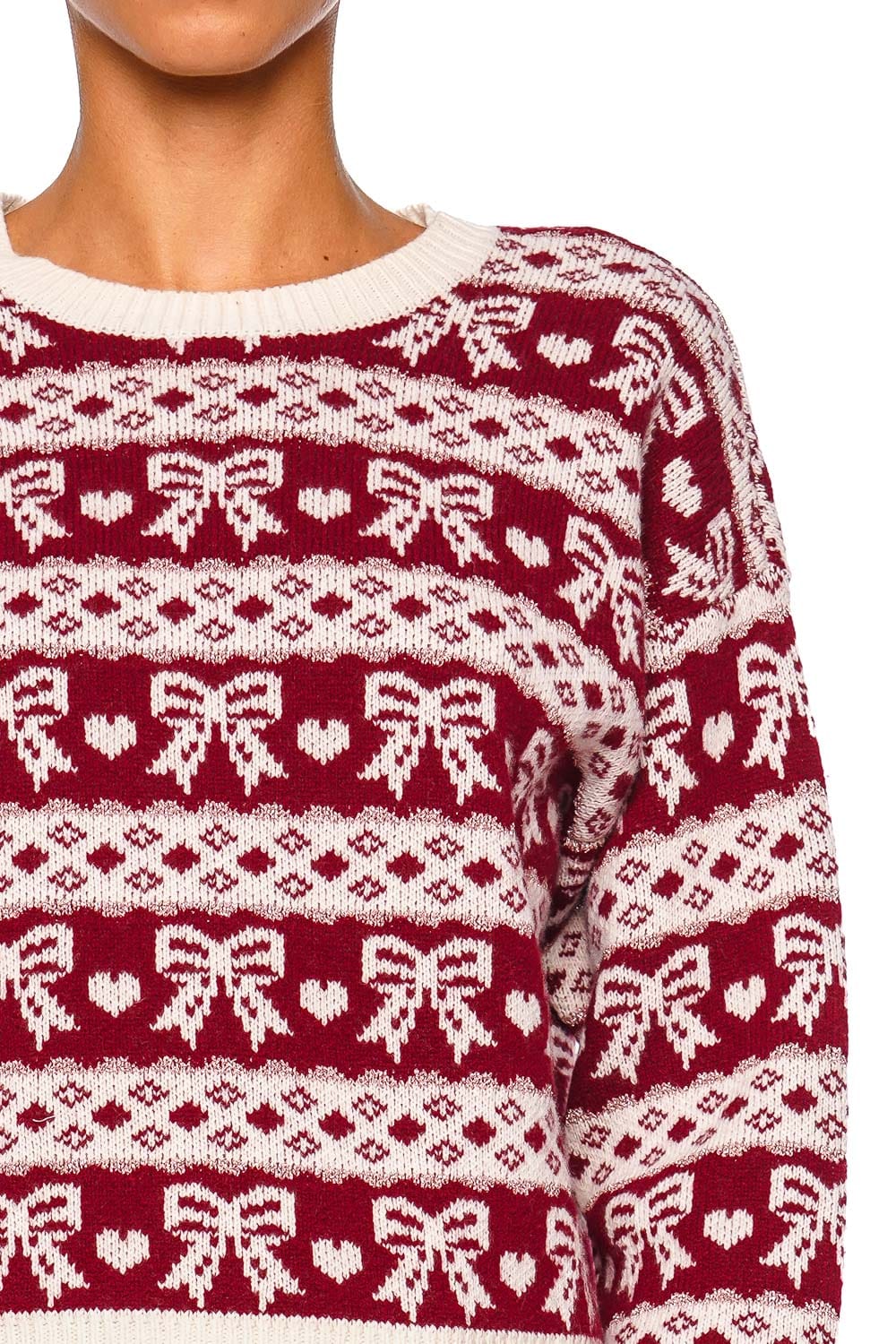 LoveShackFancy Opalette Cranberry Frost Metallic Knit Pullover