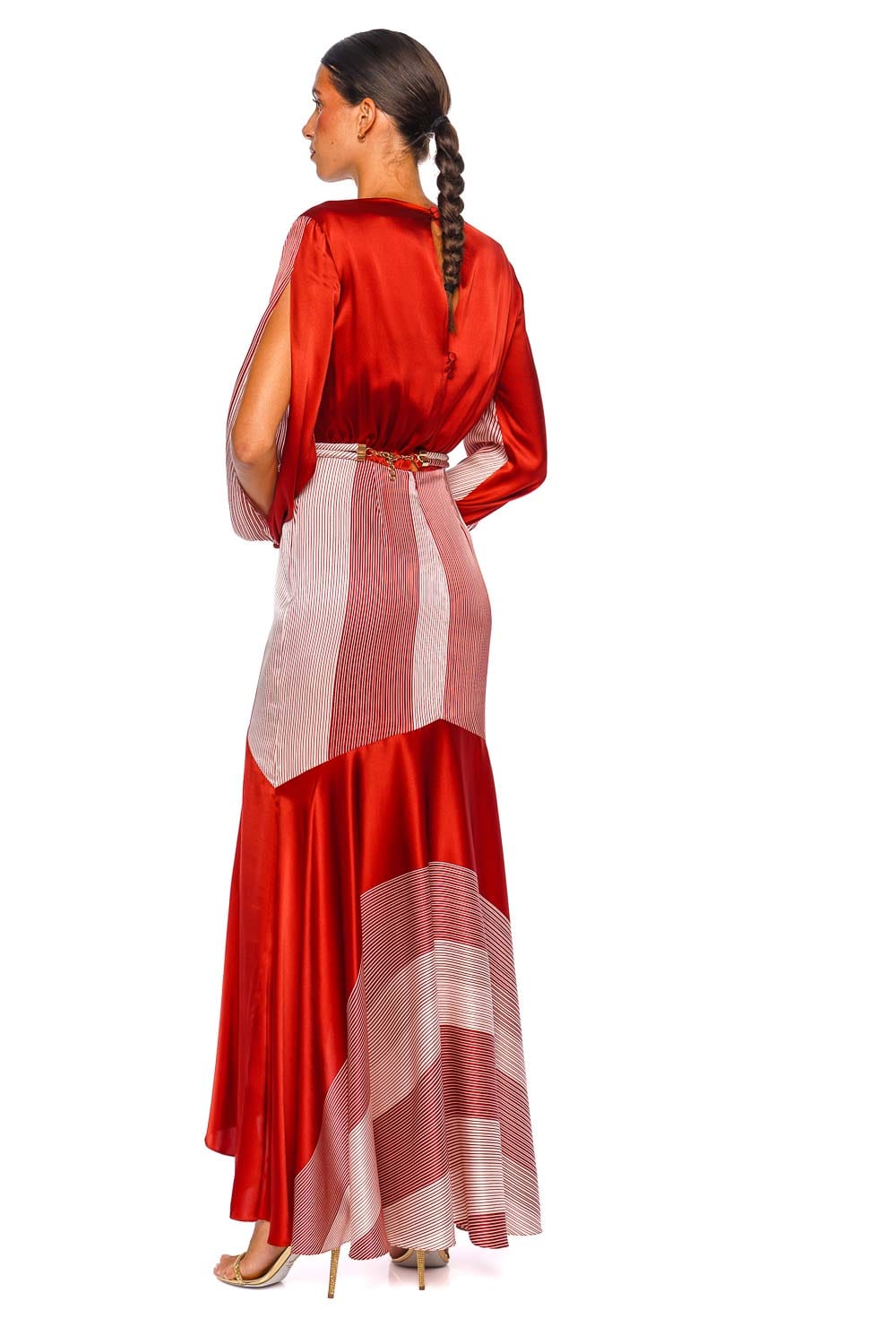 Mairet Belted Long Sleeve Silk Maxi Dress