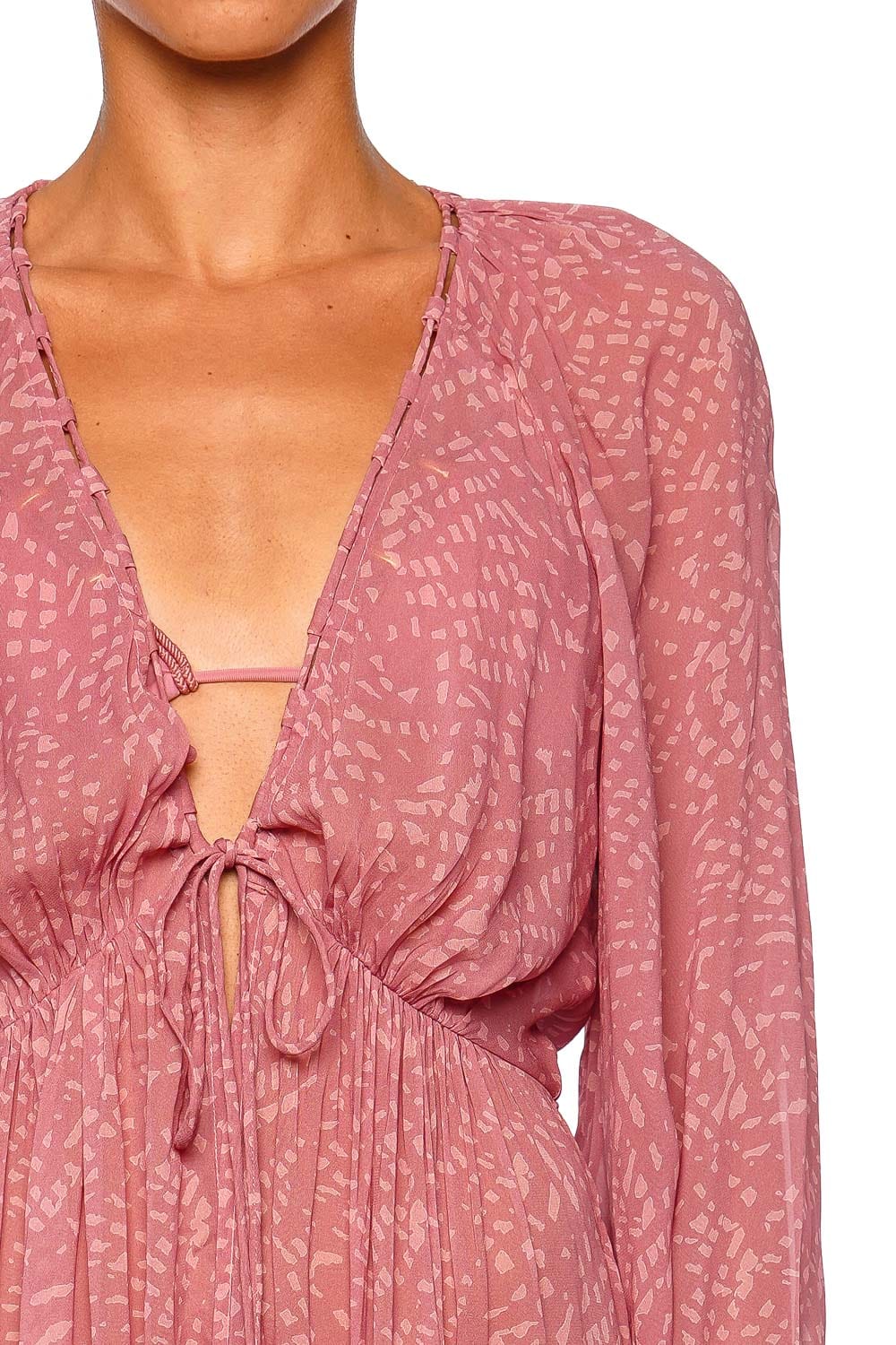 ViX Swimwear Devon Pink Long Sleeve Maxi Cover Up