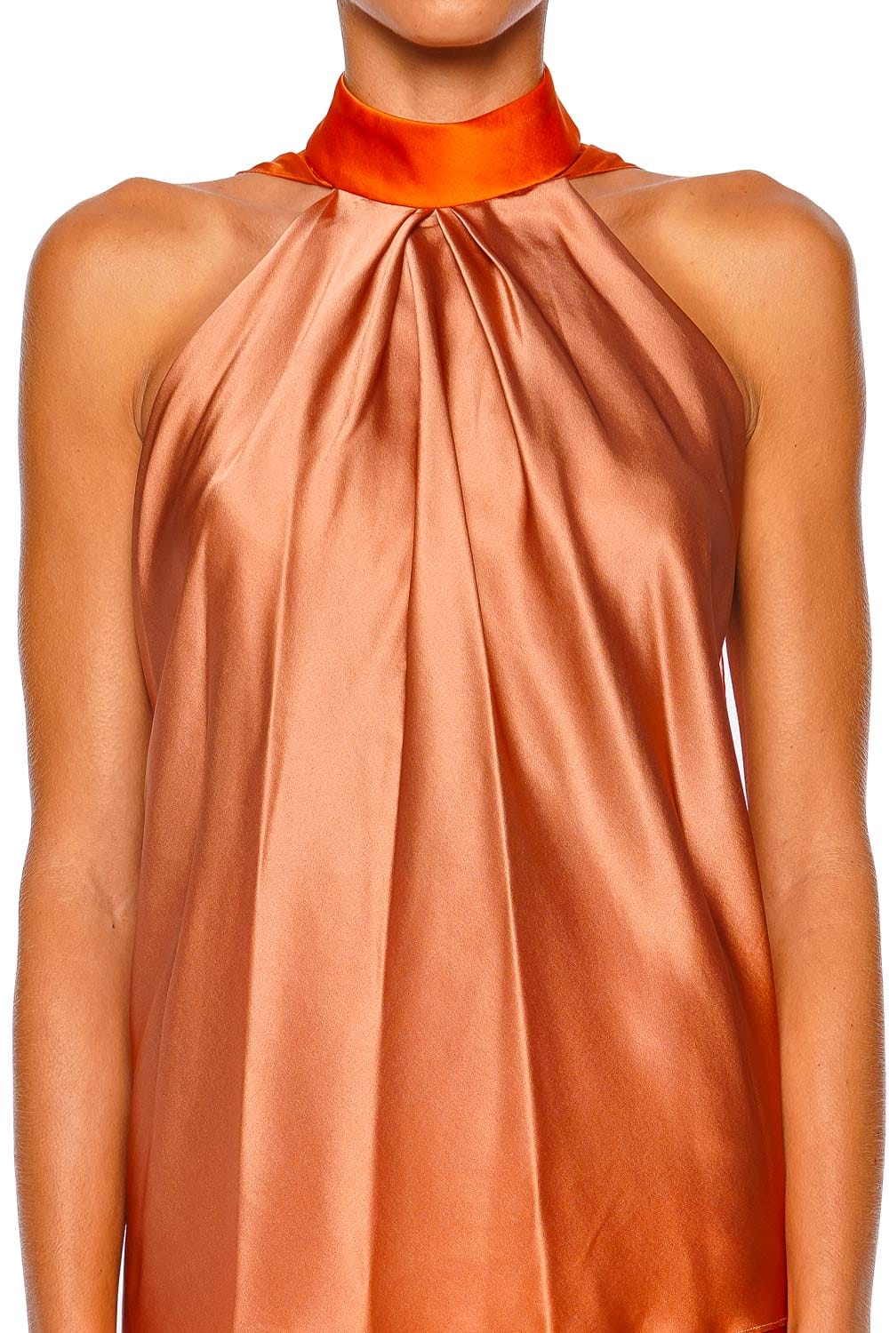 Velia Orange Degrade Silk Halter Blouse