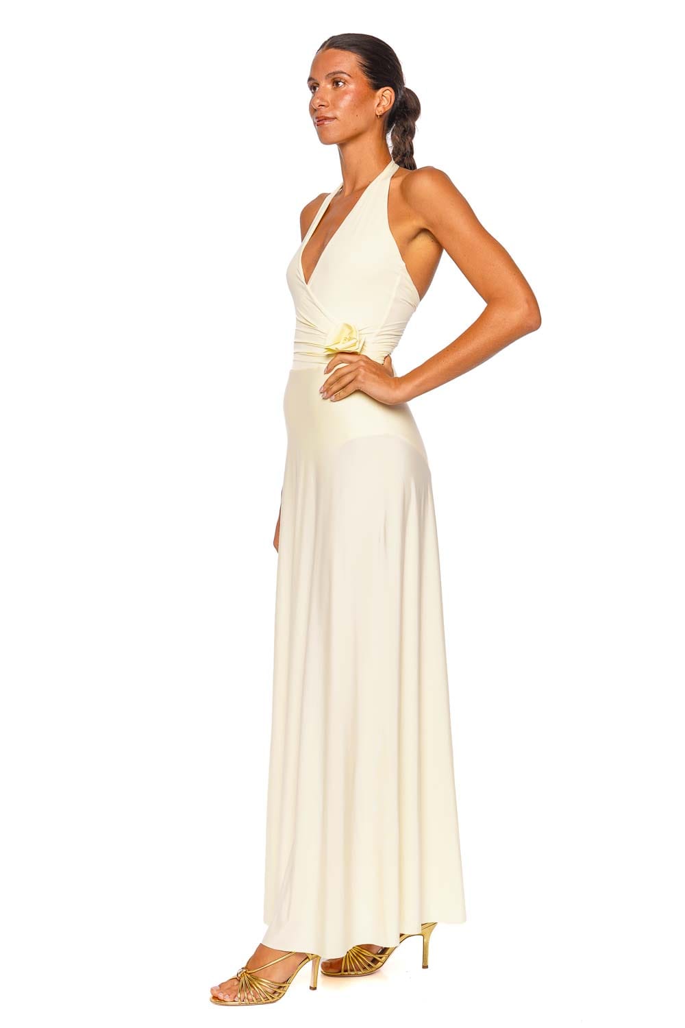 Maygel Coronel Talunéa Vainilla Halter Maxi Dress