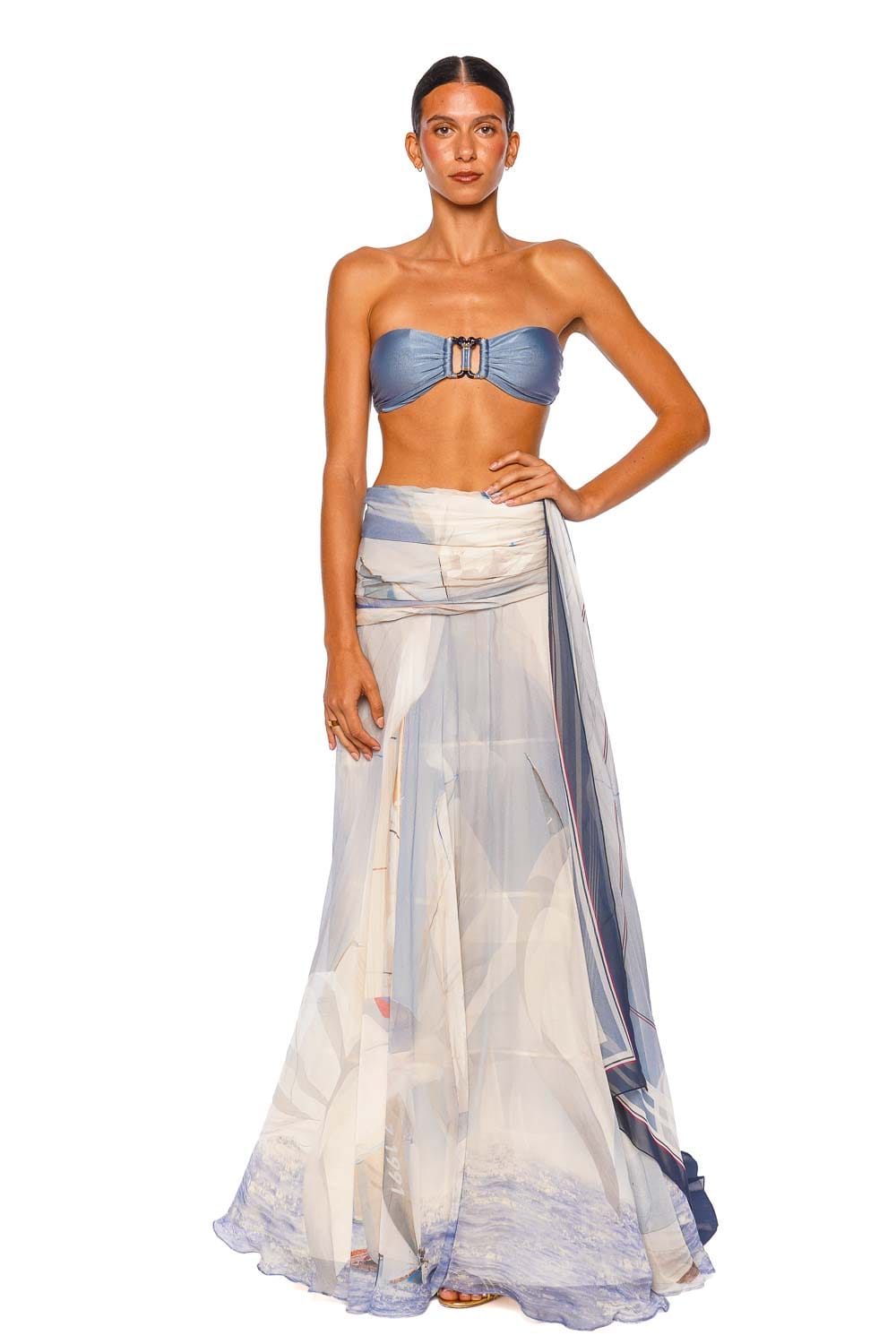ZIMMERMANN Clash Sail Draped Silk Maxi Skirt
