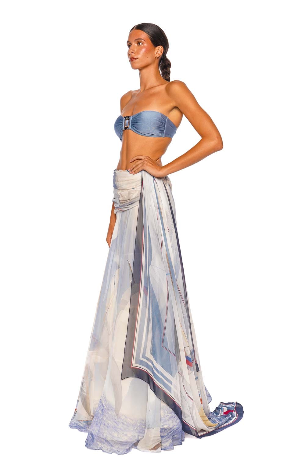 ZIMMERMANN Clash Sail Draped Silk Maxi Skirt