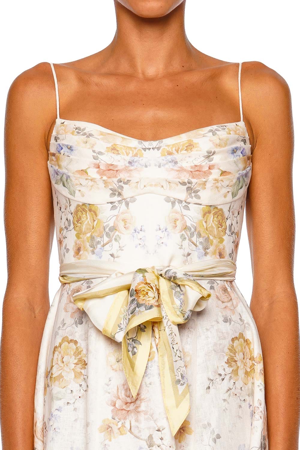 ZIMMERMANN Clash Tuck Citrus Blooms Midi Dress
