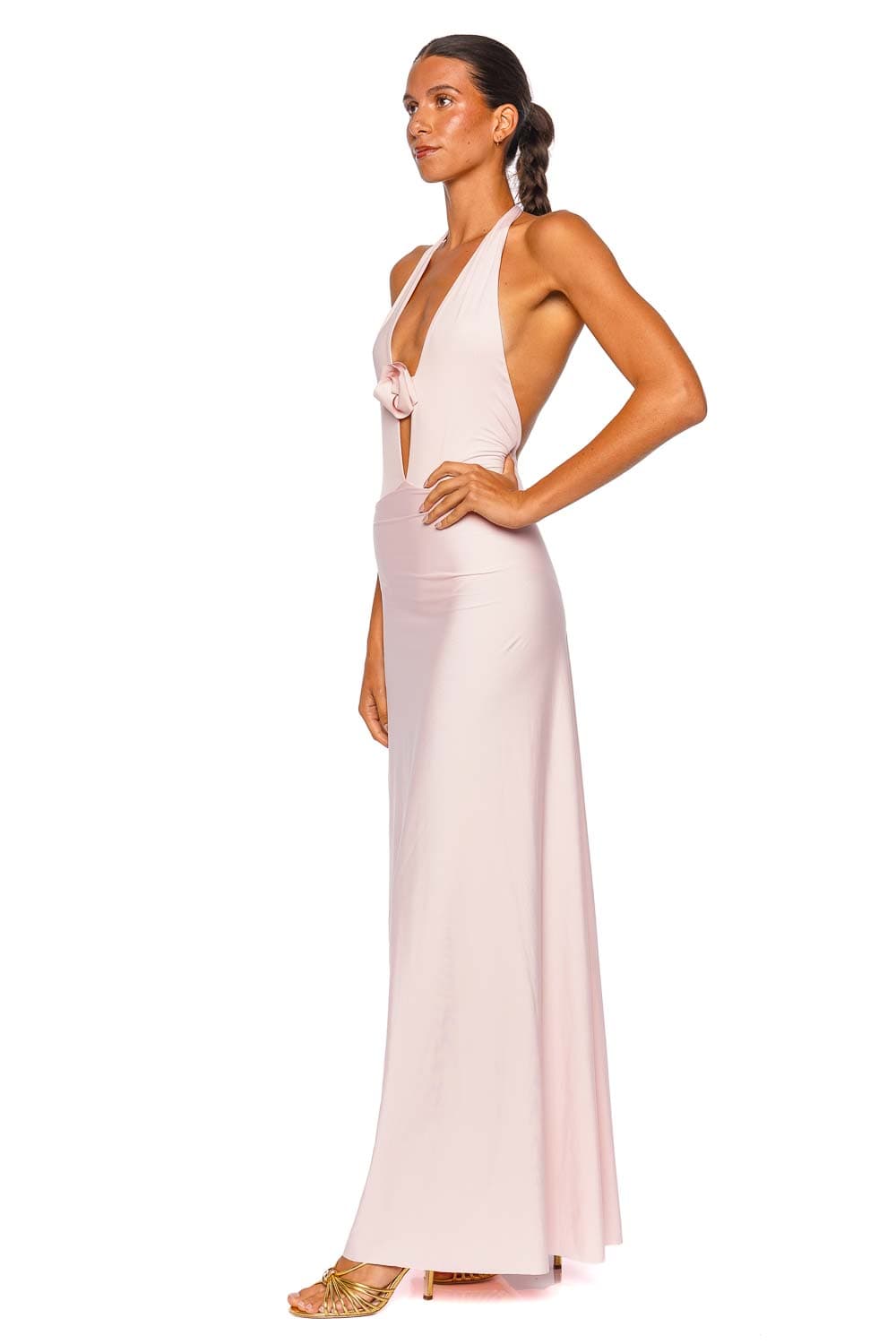 Maygel Coronel Lune Blush Halter Maxi Dress
