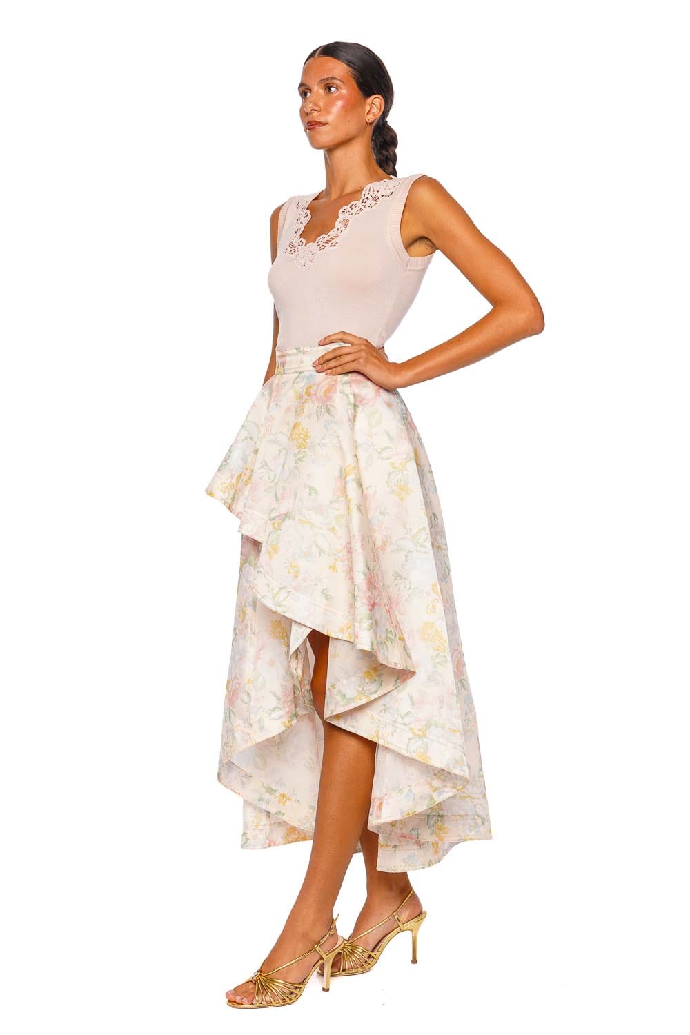 ZIMMERMANN Clash Merino Dusty Pink Lace Tank