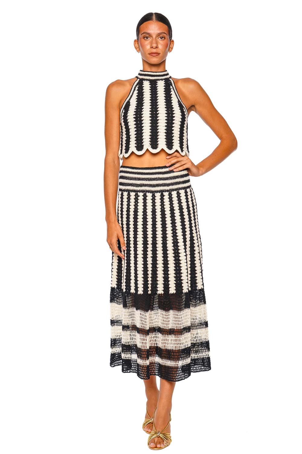 ZIMMERMANN Fairlight Striped Crochet Halter Top
