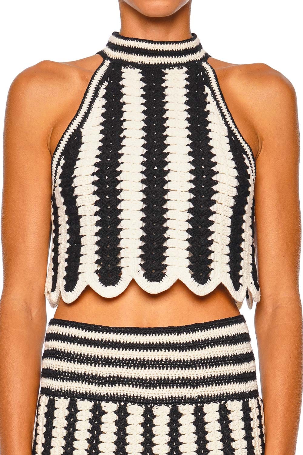 ZIMMERMANN Fairlight Striped Crochet Halter Top