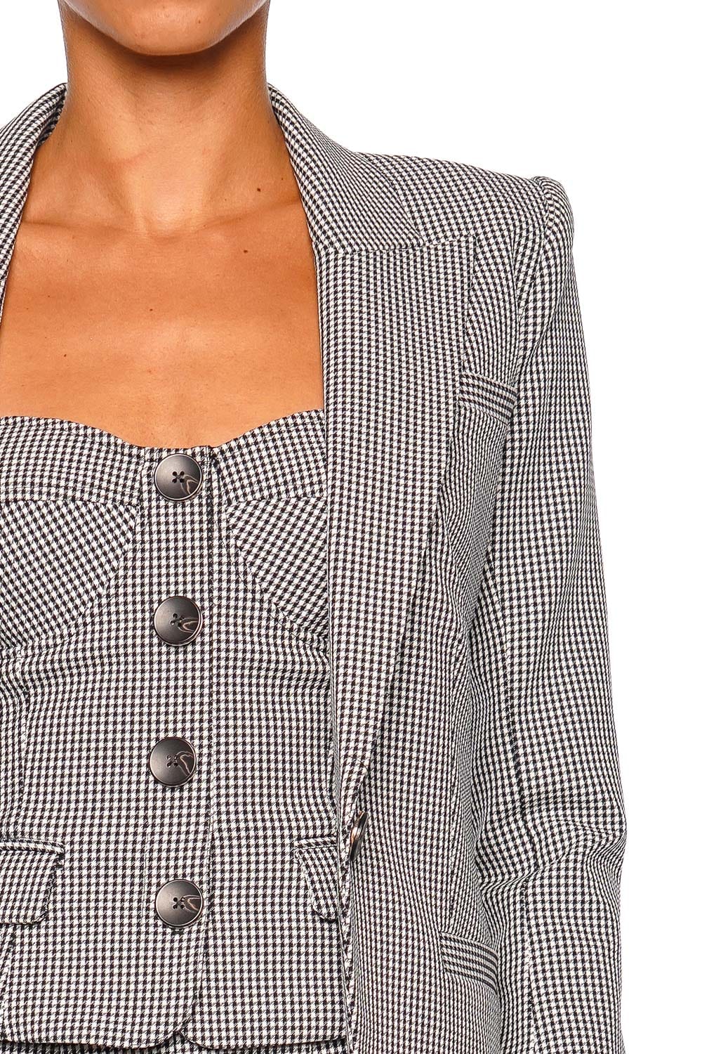 L'AGENCE Blanche Black White Houndstooth Long Sleeve Blazer