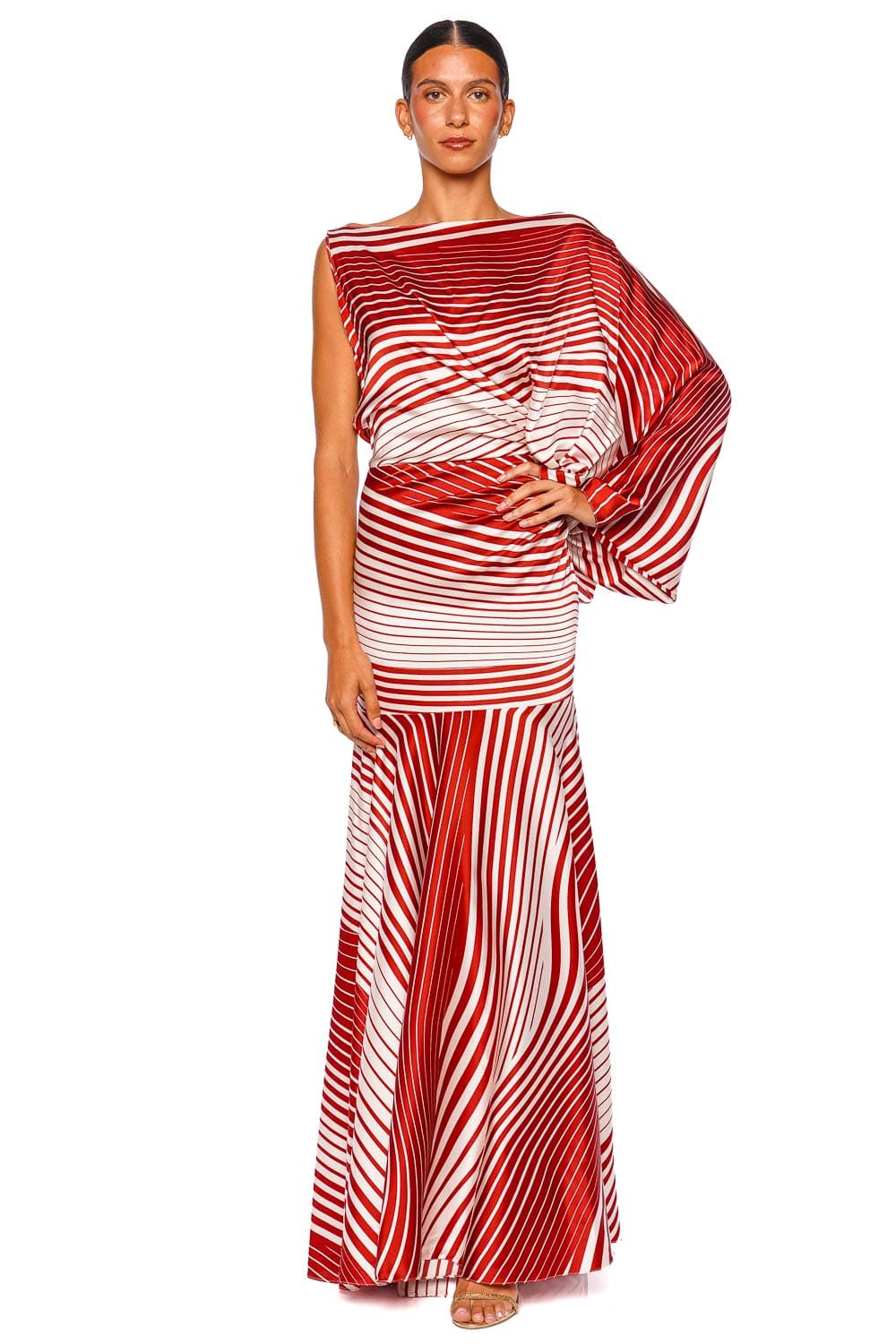 Noy Asymmetrical Stretch Silk Maxi Dress