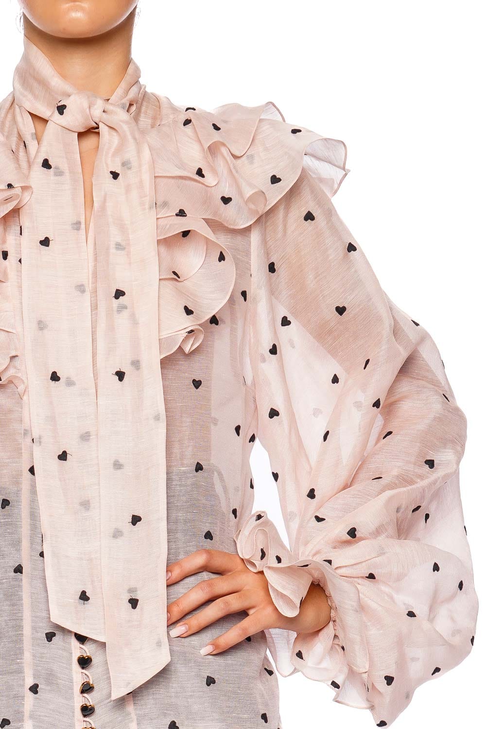 ZIMMERMANN Crush Pink Hearts Embroidered Blouse