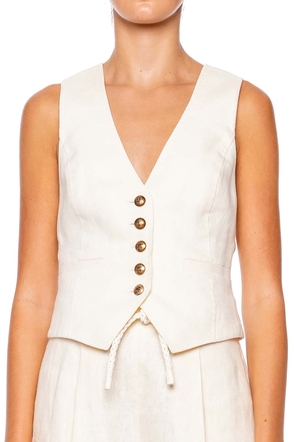 ZIMMERMANN Crush Cream Linen Waistcoat