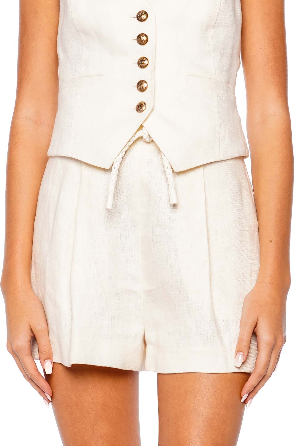 ZIMMERMANN Crush Cream Linen Tuck Short